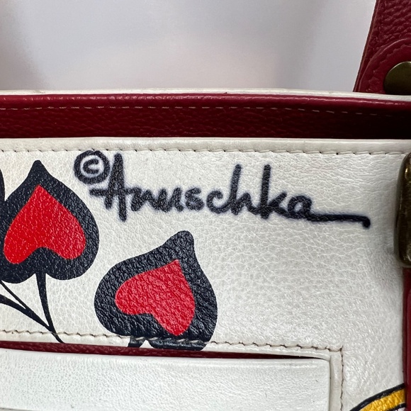 ANUSCHKA Purse Hand Painted Floral Flowers Leather Large Colourful Handbag - Picture 6 of 16